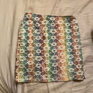 MINKPINK trippy rainbow mini skirt